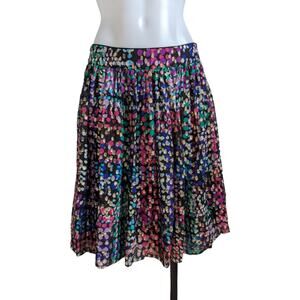 Kate Spade Size 4 Make Magic Metallic Pleated A-Line Skirt Multi Dot Silk Blend